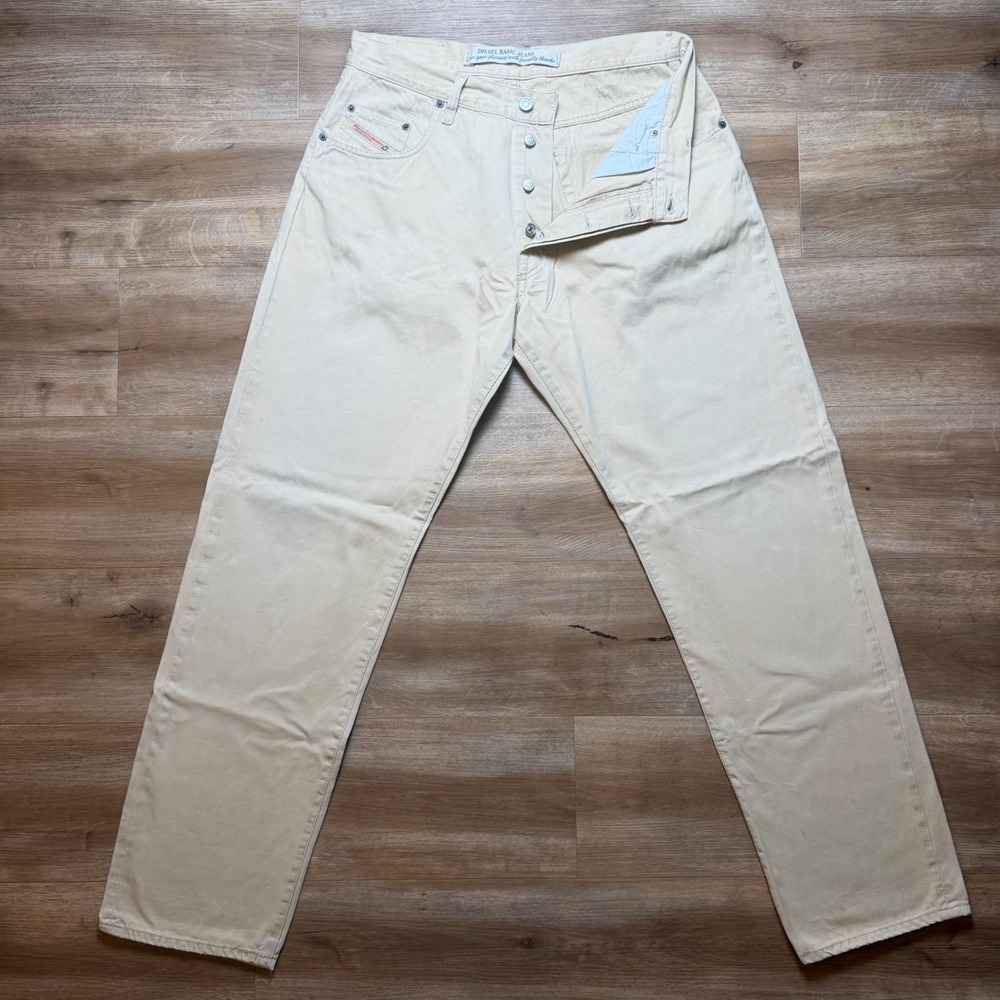 Diesel Trading Jeans Men 34x33 Tan Straight Leg Button Fly Made in Italy (Tag36)